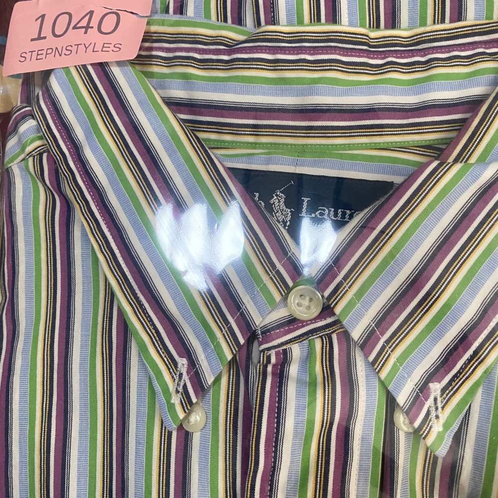 Ralph Lauren Mens XL Classic Fit Striped Button Down Shirt Purple Green Multi - Picture 6 of 6